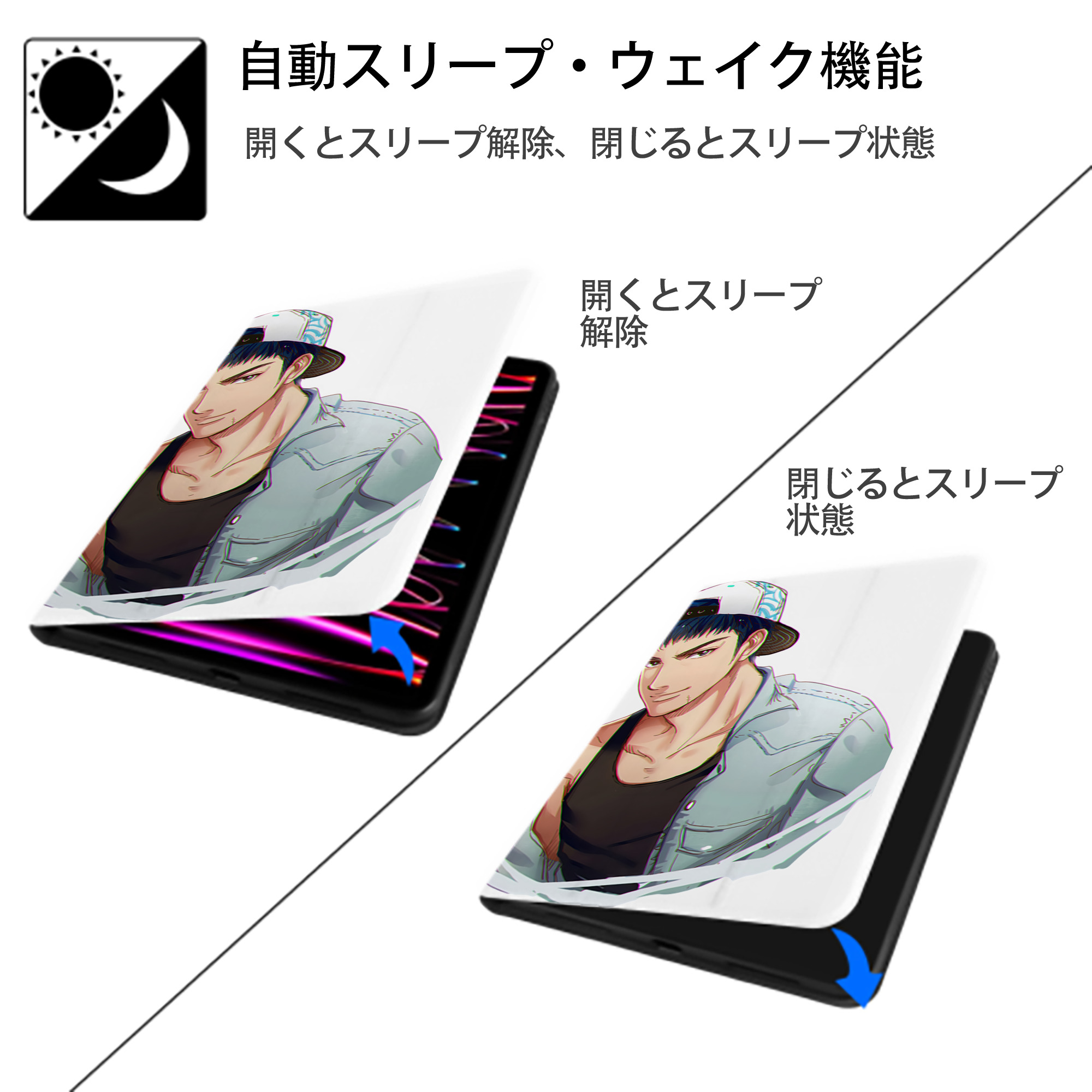 SLAM DUNK／スラムダンク IPad ケース ペン収納付き 三つ折りスタンド PUレザー×シリコン 対応機種9.5/10.5/10.9インチ