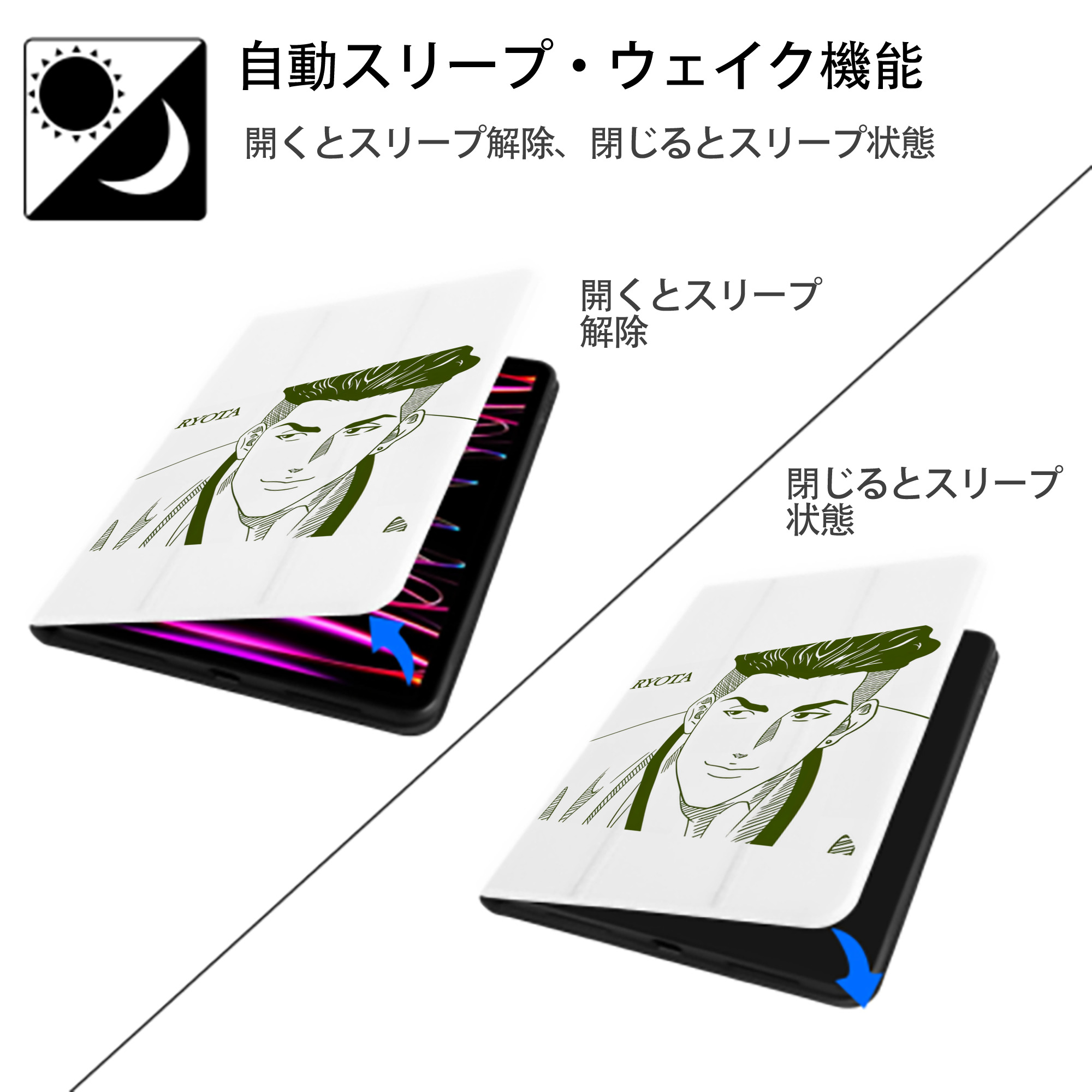SLAM DUNK／スラムダンク IPad ケース ペン収納付き 三つ折りスタンド PUレザー×シリコン 対応機種9.5/10.5/10.9インチ