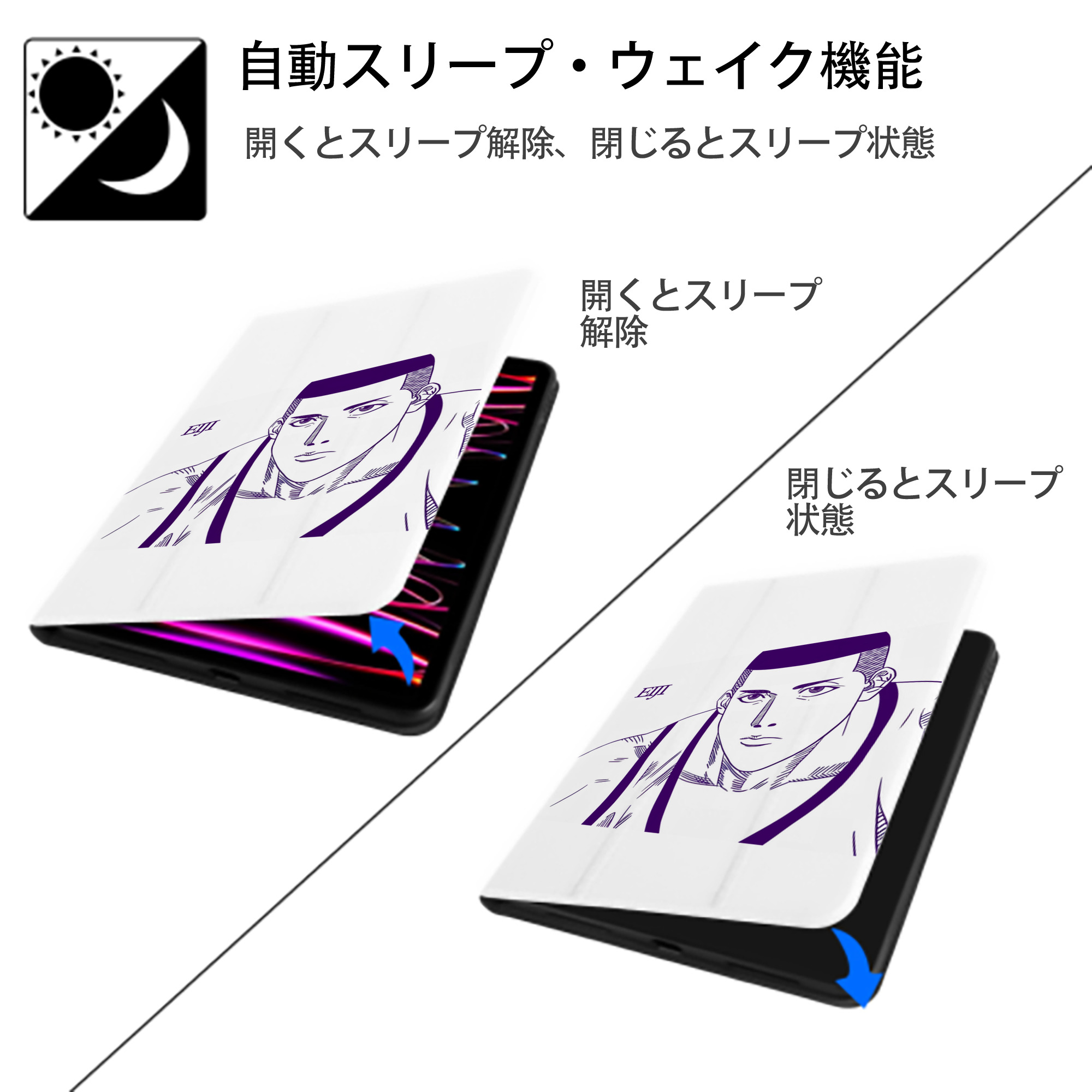 SLAM DUNK／スラムダンク IPad ケース ペン収納付き 三つ折りスタンド PUレザー×シリコン 対応機種9.5/10.5/10.9インチ