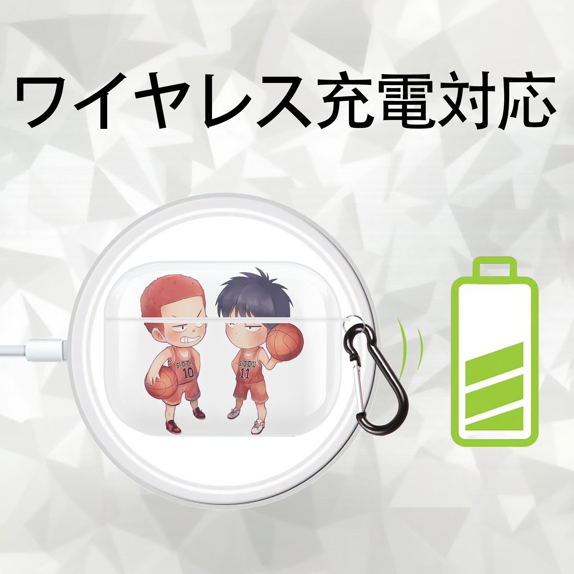 SLAM DUNK／スラムダンク 【AirPods Pro用】ハードシェル保護ケース 耐衝撃・防指紋・カラビナ付き商品仕様
